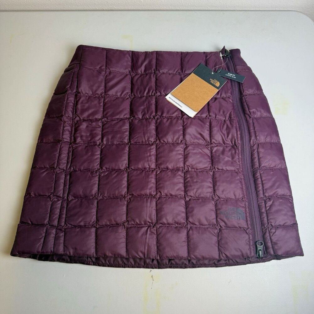 The North Face ThermoBall Womens Quilted Puffer Skirt Zip Lined Purple Sz S